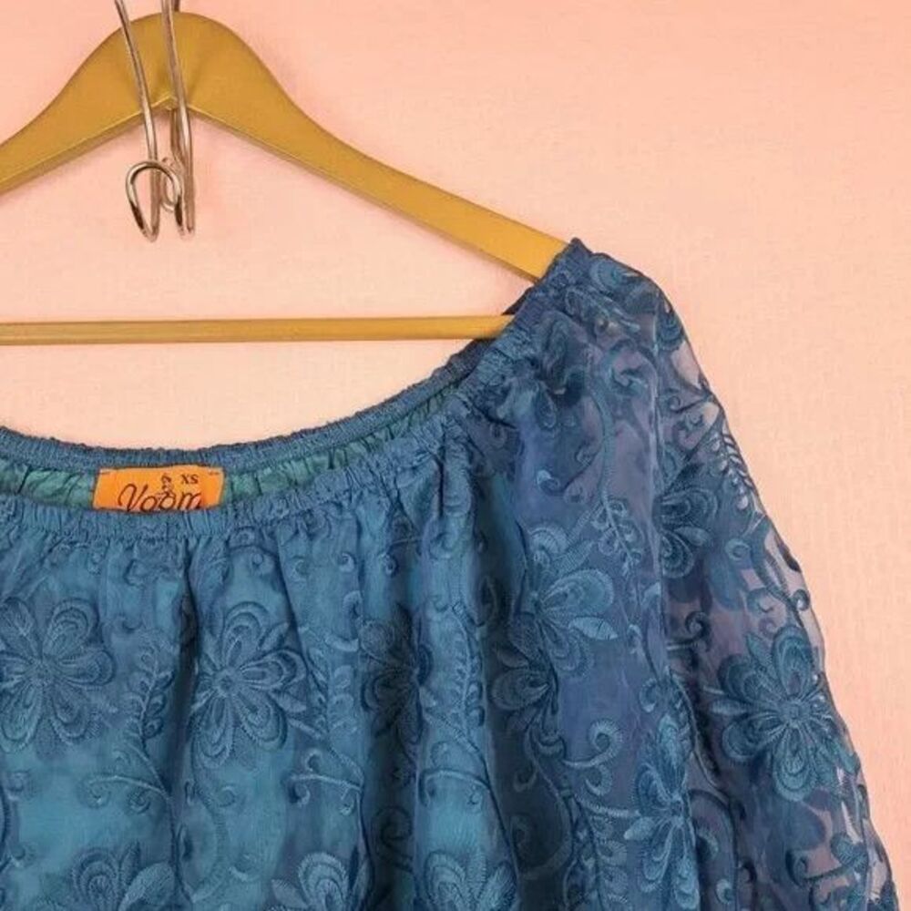 Voom By Joy Han Mini Dress Lace Overlay Made In USA Size XS Off Shoulder - Picture 6 of 11